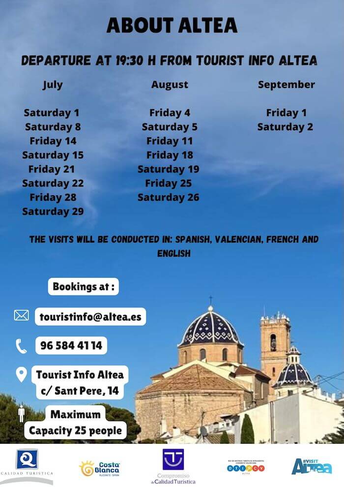 Altea Guided tours of summer 2023.